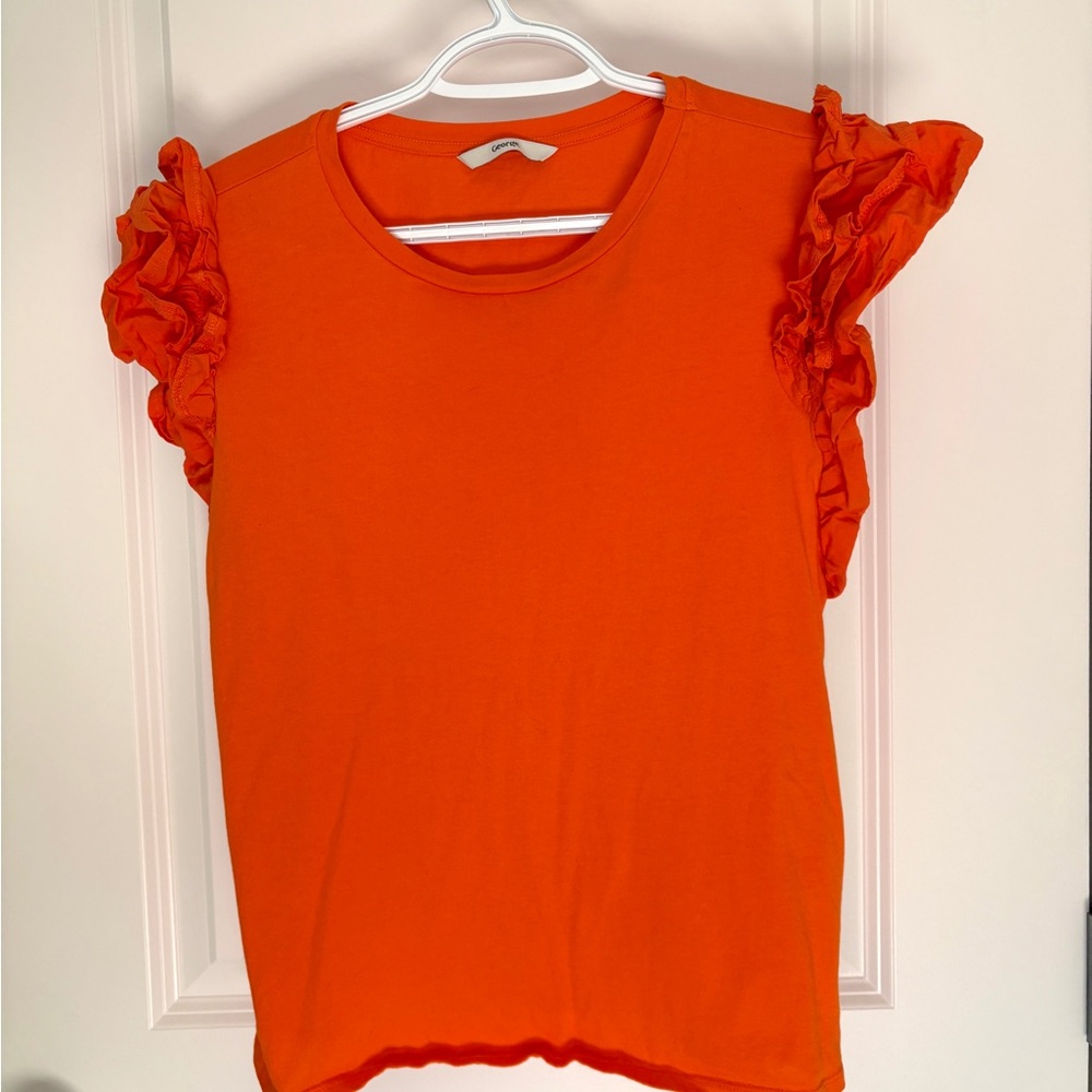 Orange Ruffle Sleeve Top